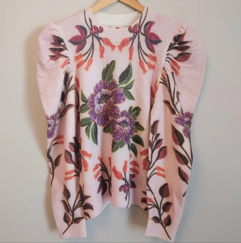 Farm Rio Winter Garden Floral Sweater Size Medium NEW NWT Pullover Crewneck - Picture 5 of 15